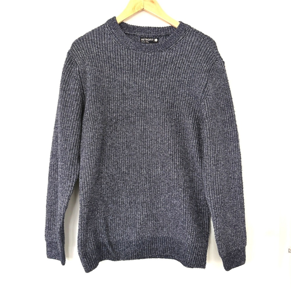 RETROFIT Brand Mfg‎ Mens Pullover Sweater Size L G Navy Blue Knit Casual Comfy